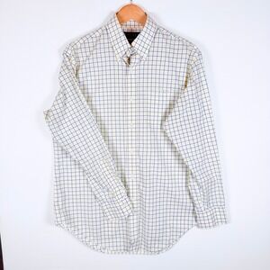 Lauren Ralph Lauren Mens 15.5 Classic Fit Non Iron Tattersall Shirt Blue Yellow